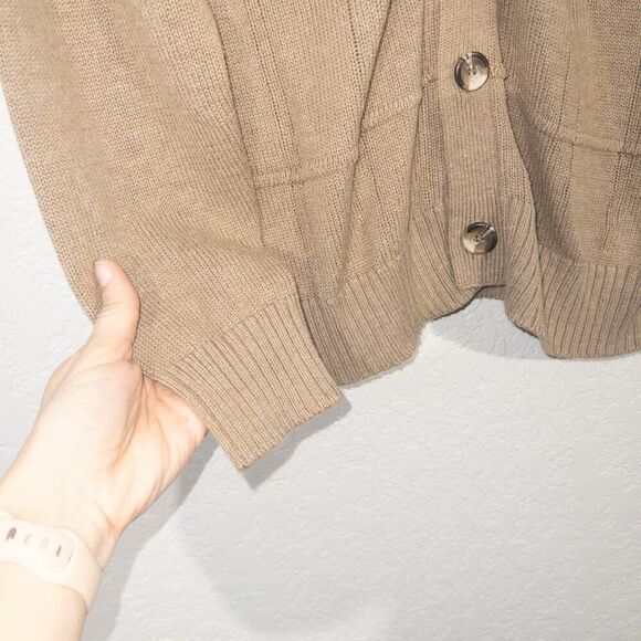 Oscar De La Renta Tan Button Front Cardigan Size Medium - Picture 2 of 5